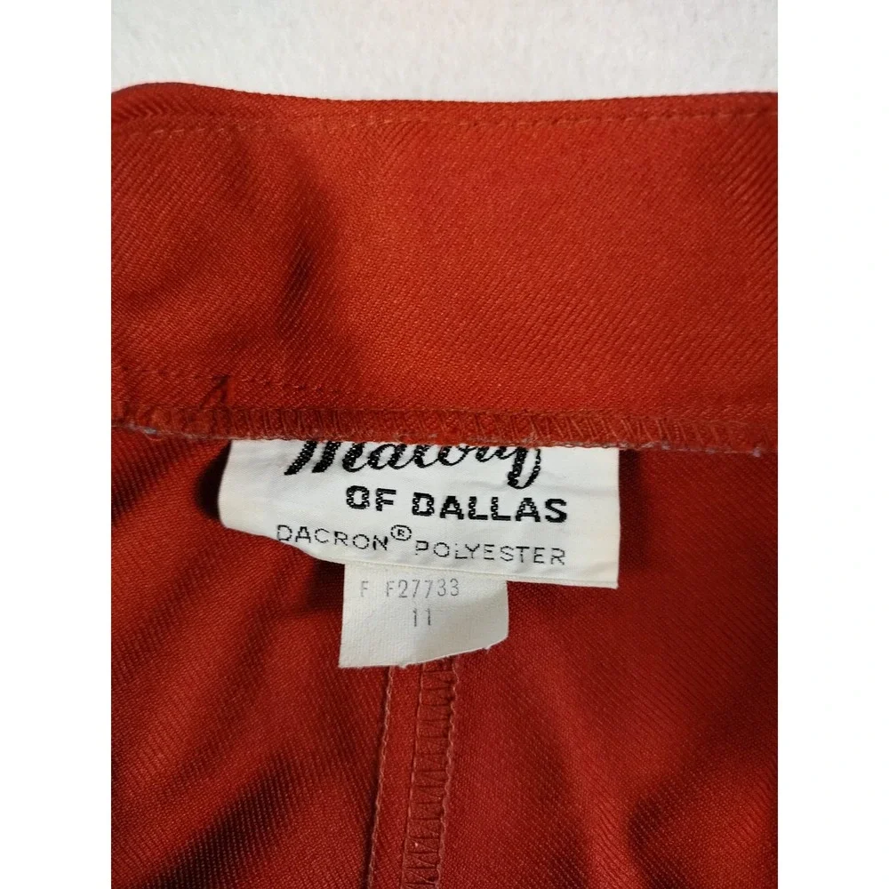 Vintage Mallory Of Dallas Pants Womens 11 Rust Red Orange Wide Leg High Rise 70s